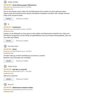 Bewertungen von Wildrepell auf Amazon