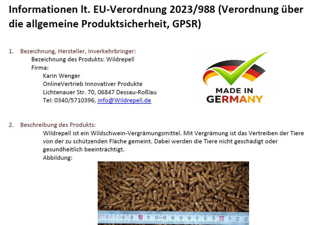 Infos zur Produktsicherheit von Wildrepell